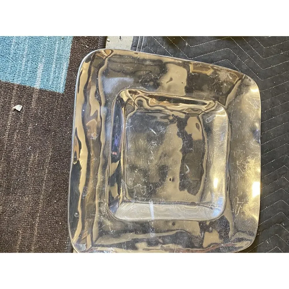 Large Silver Rectangle Tray measures 14 1/2” X 15” Aluminum Color Much Heavier